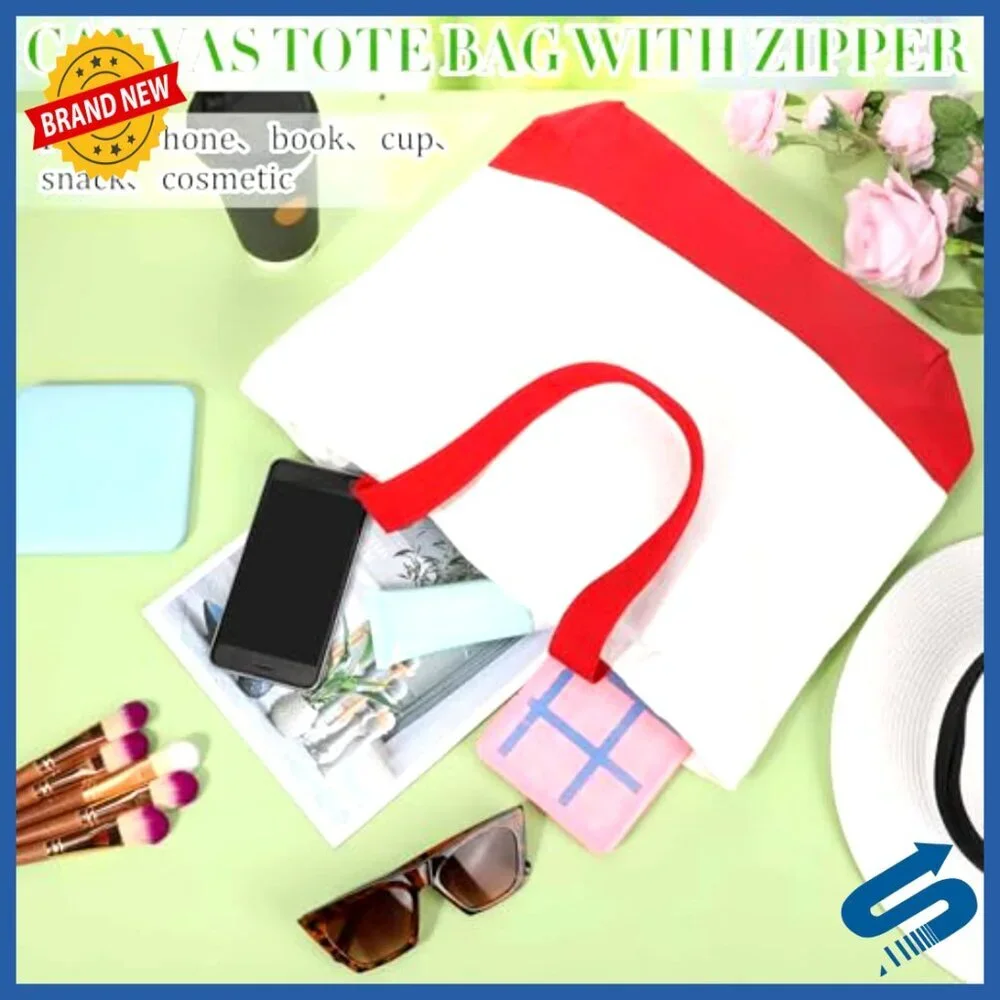 Large Canvas Tote Bags Bulk Set Reusable Shopping Grocery DIY Craft Plain